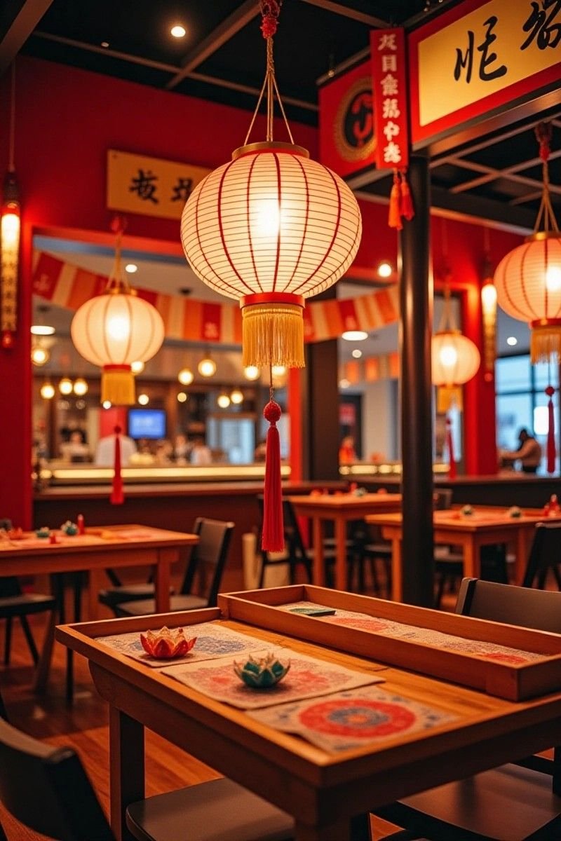 Cozy dining room with lanterns
